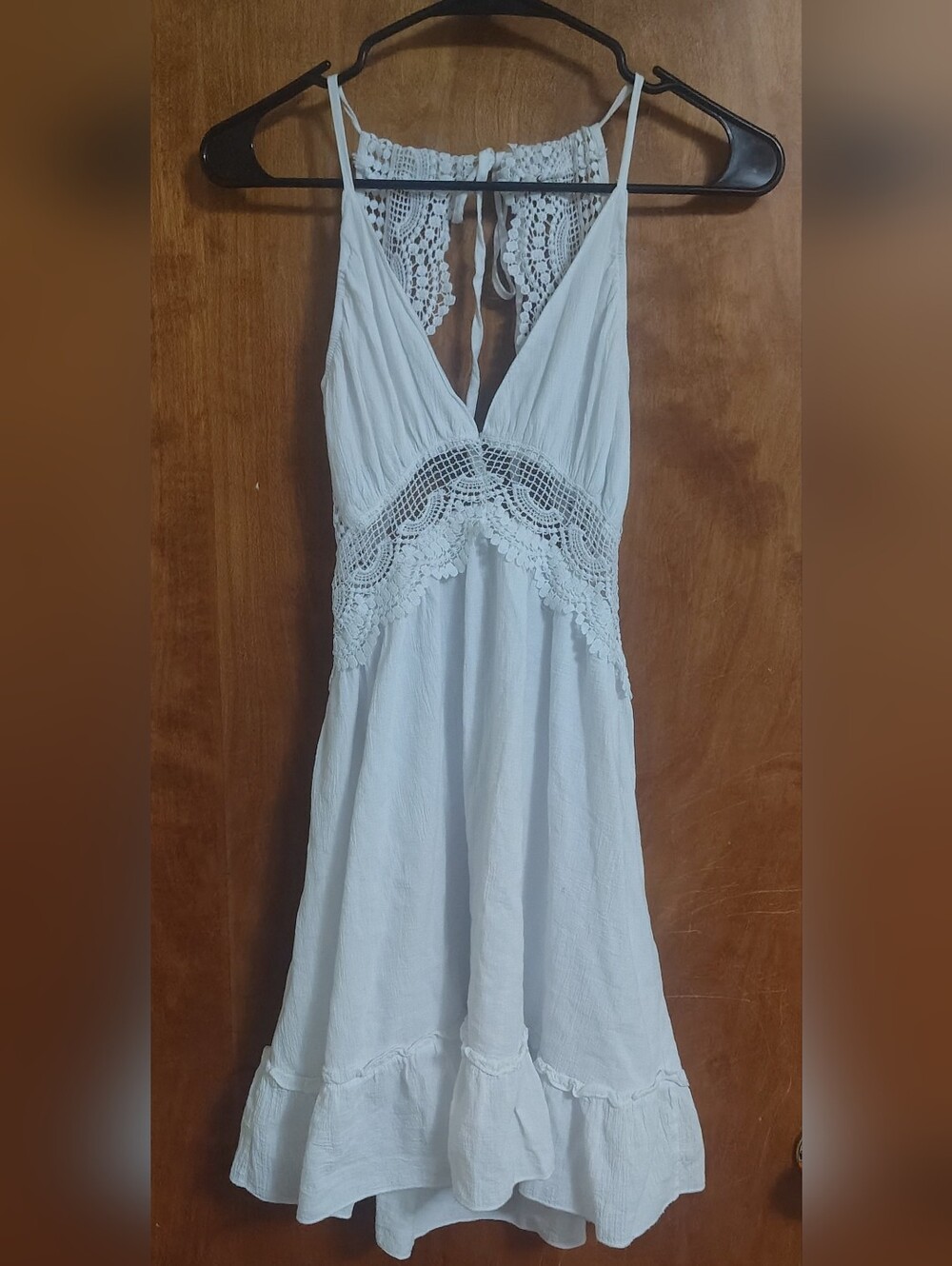 White Crochet Detail Spaghetti Strap Sundress
